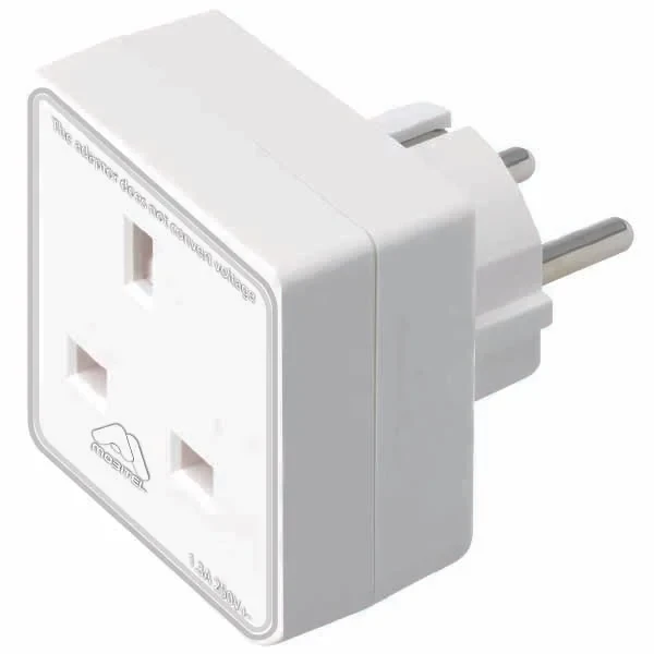 European Travel Adaptor Plug with UK Safety Standards | Double UK to EU Plug Adapter